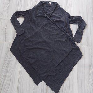 Dynamite Pure Cotton Dark Gray Long Sleeve Waterfall Cardigan Wrap, Size S